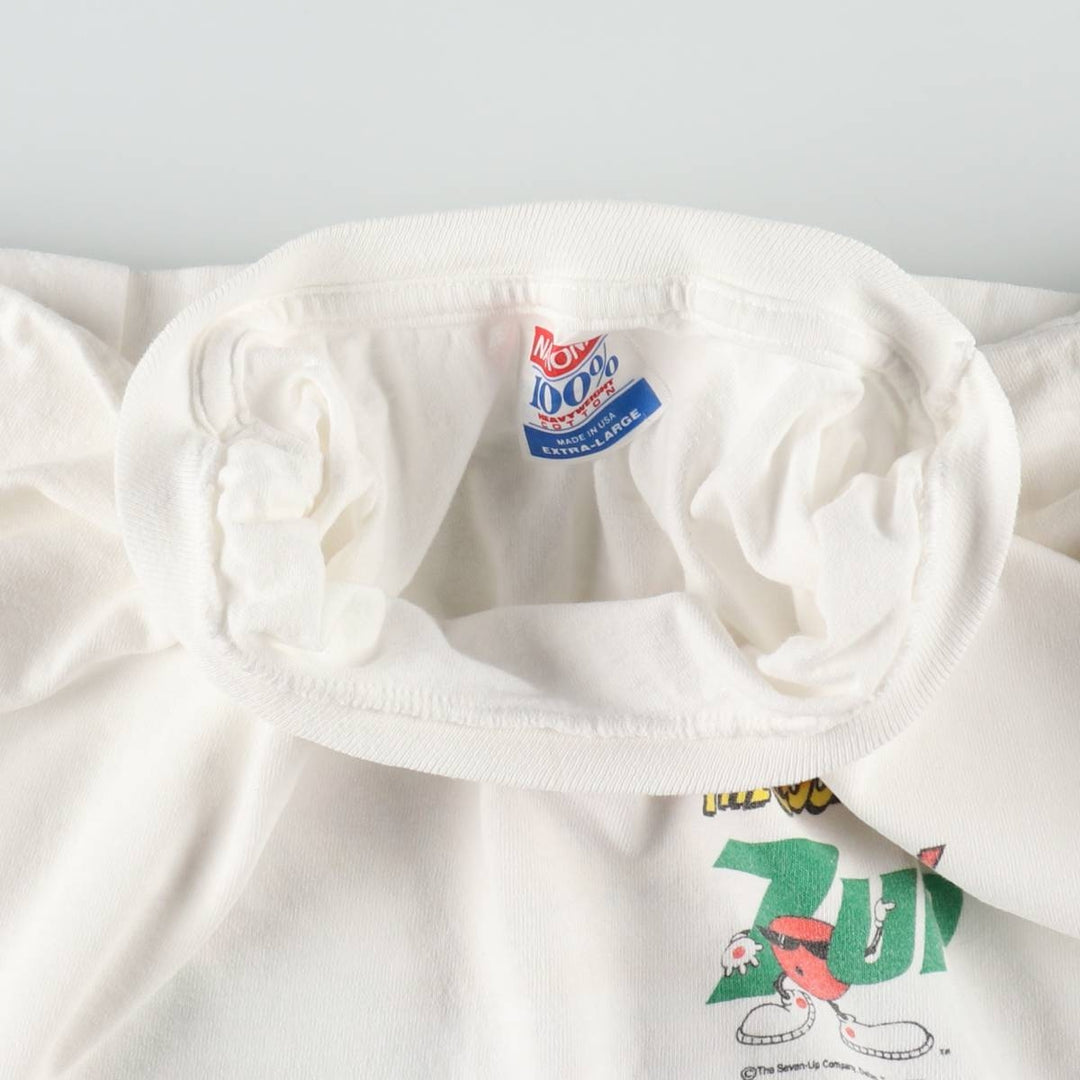 90'S NATIONAL advertising T-shirt, Made in USA, Men's XL equivalent, Vintage cotton white type Vintage Second Hand