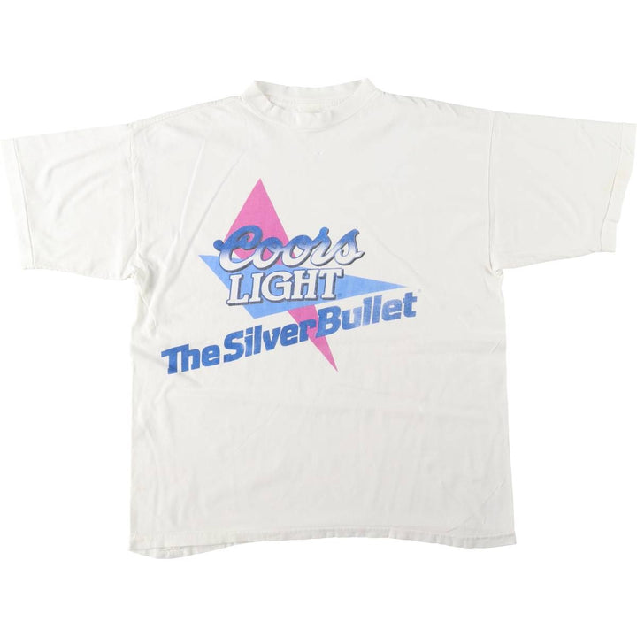 ~90'S Coors Light Advertising T-Shirt, Men's Size L (approx.), Vintage unclear white type Vintage Second Hand