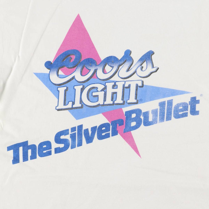 ~90'S Coors Light Advertising T-Shirt, Men's Size L (approx.), Vintage unclear white type Vintage Second Hand