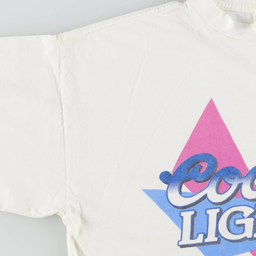 ~90'S Coors Light Advertising T-Shirt, Men's Size L (approx.), Vintage unclear white type Vintage Second Hand