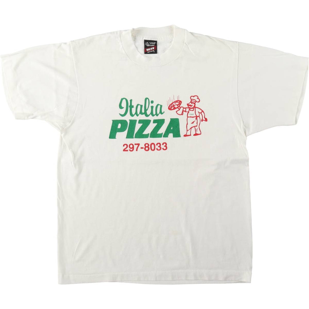90'S Fruit of the Loom Best Advertising T-Shirt, Made in Canada, Men's Size L (approx.), Vintage cotton white type Vintage Second Hand