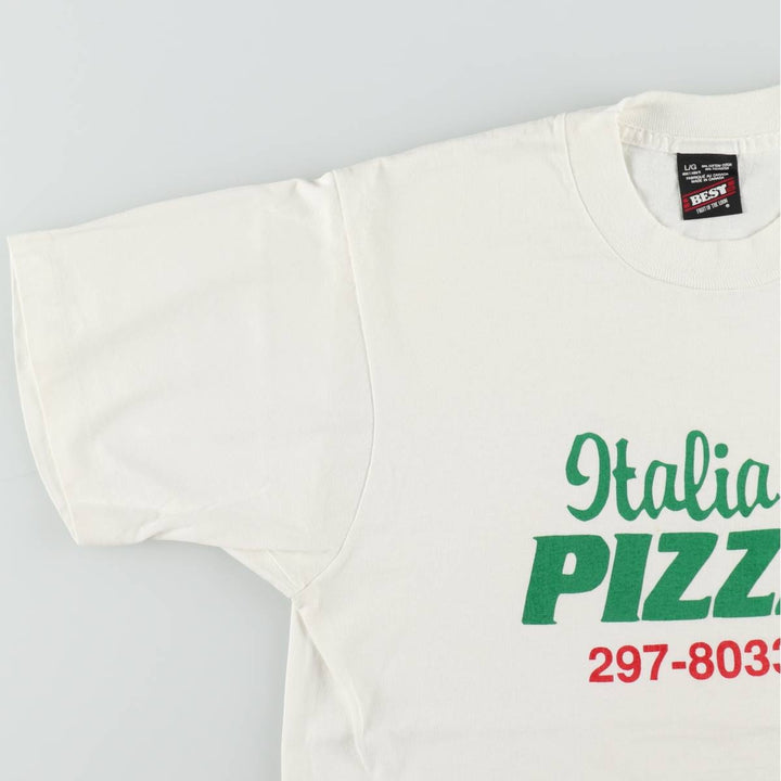 90'S Fruit of the Loom Best Advertising T-Shirt, Made in Canada, Men's Size L (approx.), Vintage cotton white type Vintage Second Hand