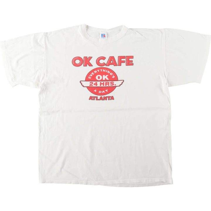 90'S Russell Advertising T-Shirt, Made in USA, Men's Size XL (Equivalent), Vintage cotton white type Vintage Second Hand