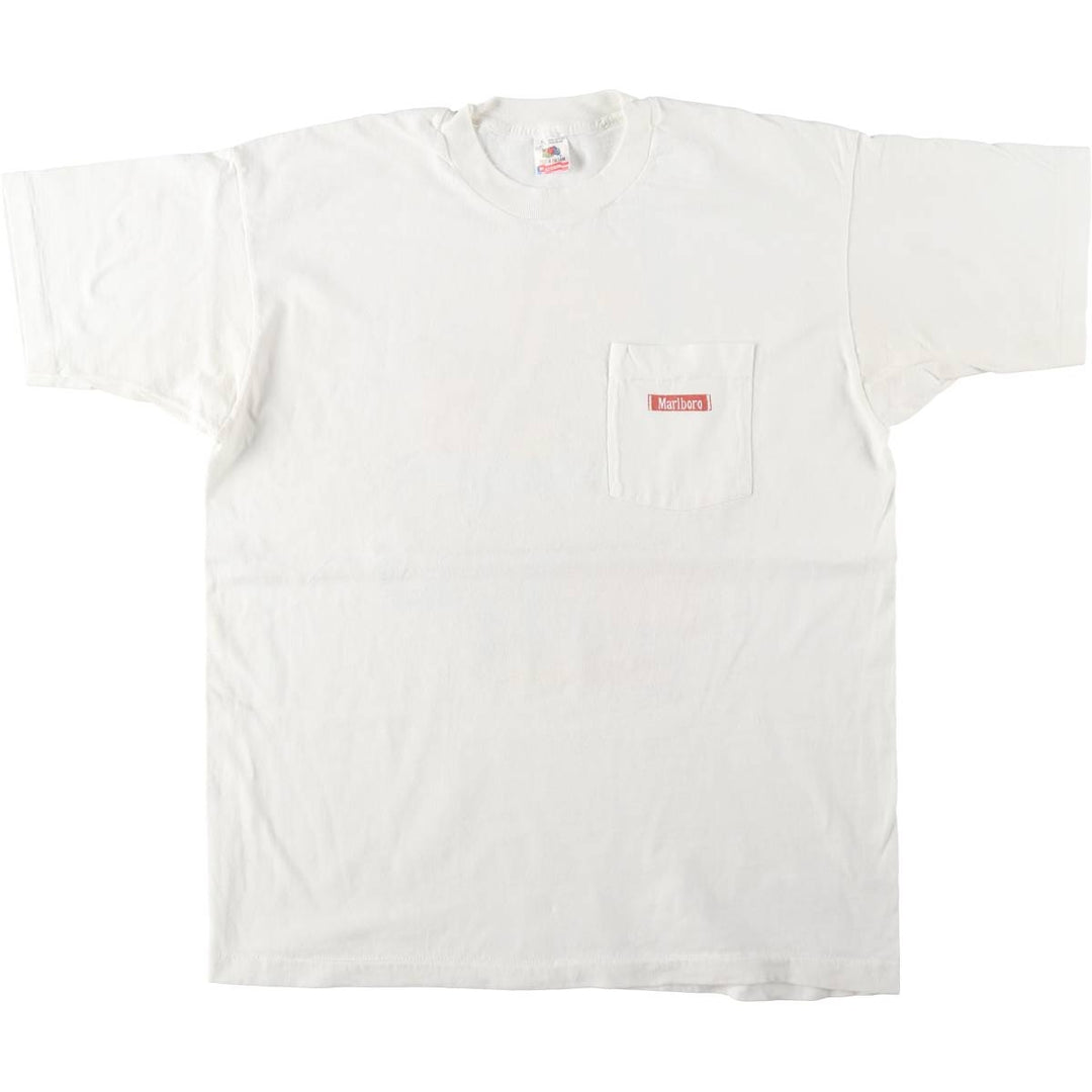 90'S Fruit of the Loom Marlboro Advertising T-Shirt, Made in USA, Men's XL equivalent, Vintage cotton white type Vintage Second Hand