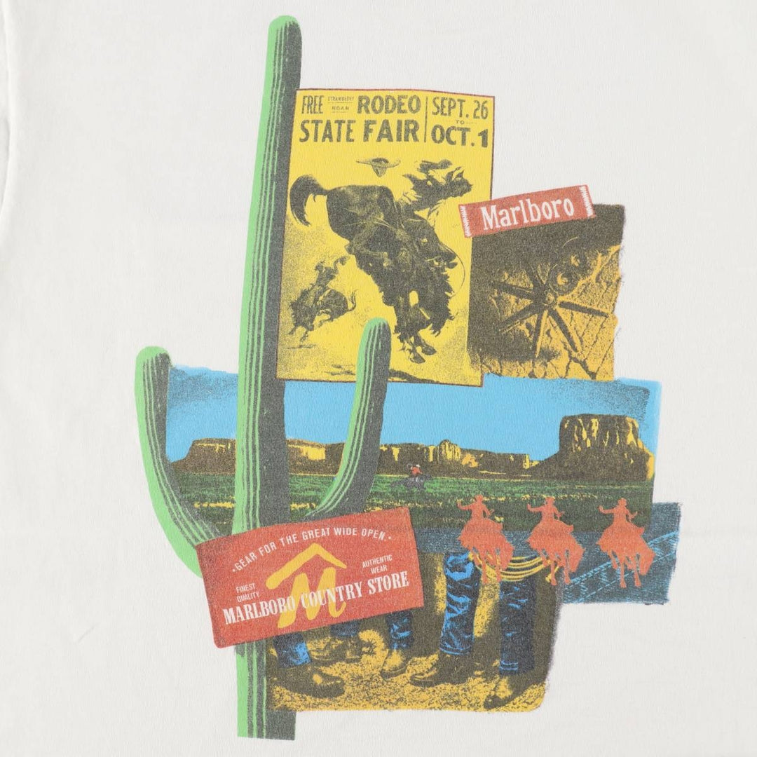 90'S Fruit of the Loom Marlboro Advertising T-Shirt, Made in USA, Men's XL equivalent, Vintage cotton white type Vintage Second Hand