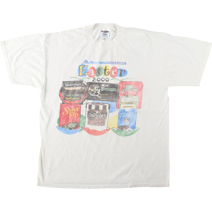 90'S Jerzees Advertising T-Shirt, Men's Size L (approx.), Vintage cotton white type Vintage Second Hand