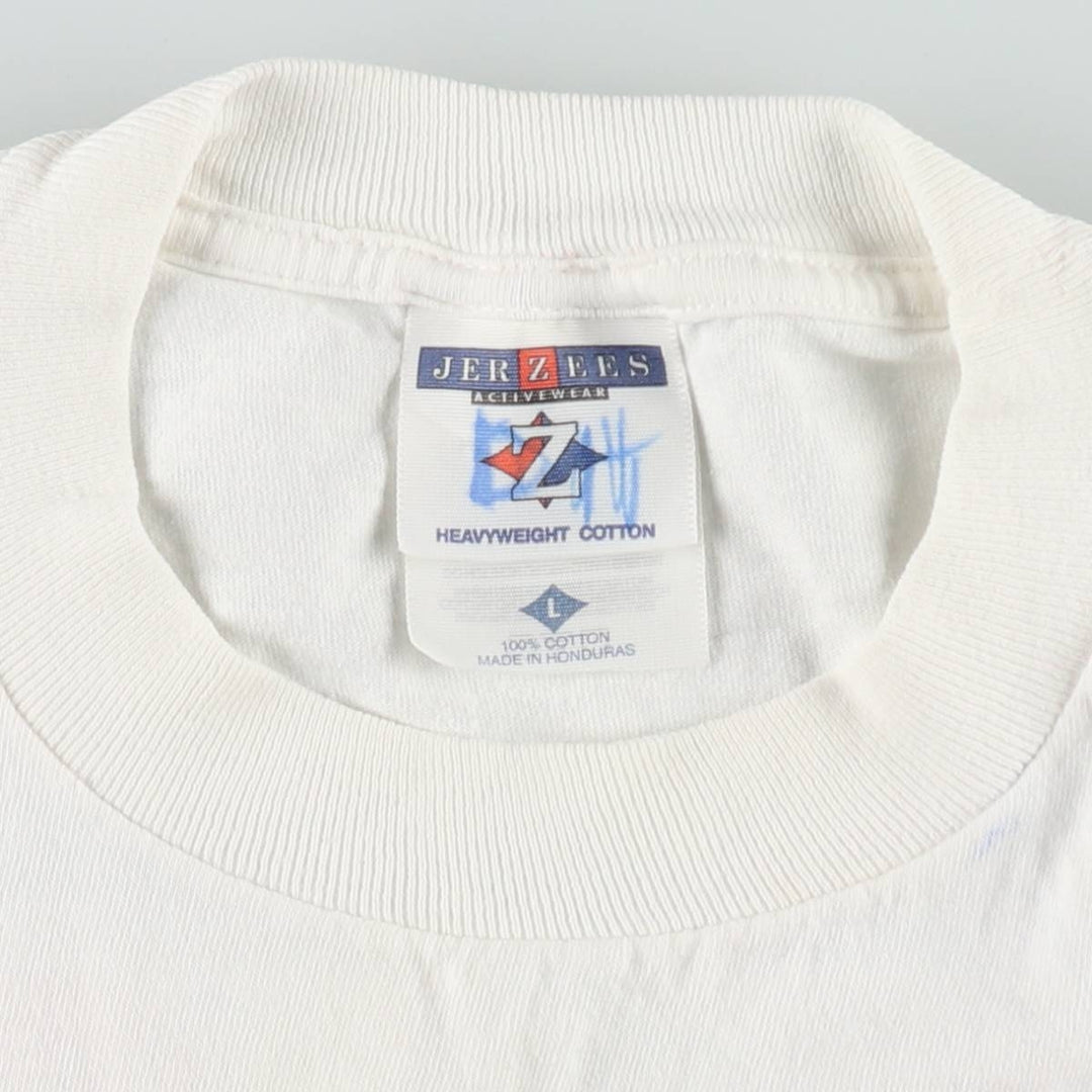 90'S Jerzees Advertising T-Shirt, Men's Size L (approx.), Vintage cotton white type Vintage Second Hand