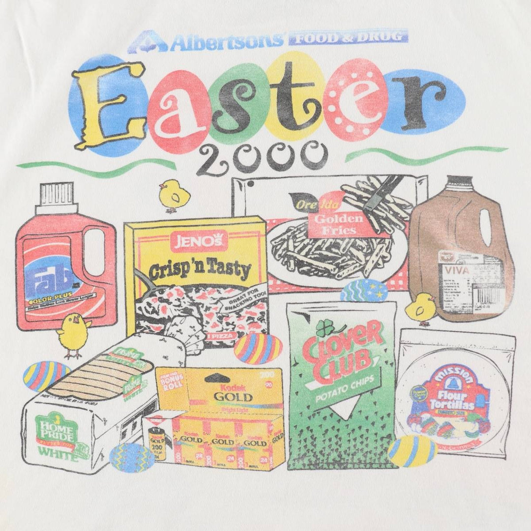 90'S Jerzees Advertising T-Shirt, Men's Size L (approx.), Vintage cotton white type Vintage Second Hand