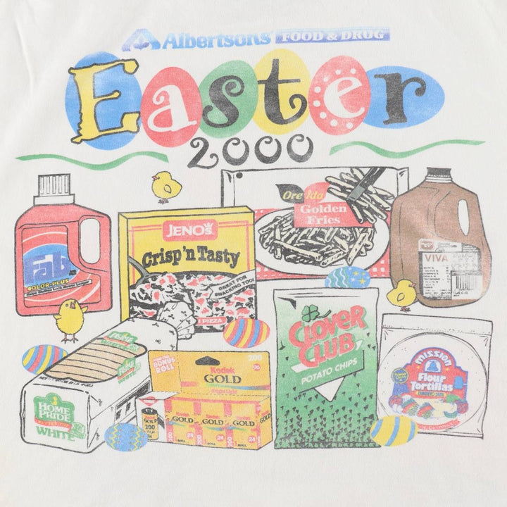 90'S Jerzees Advertising T-Shirt, Men's Size L (approx.), Vintage cotton white type Vintage Second Hand