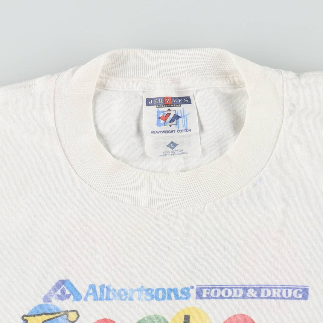 90'S Jerzees Advertising T-Shirt, Men's Size L (approx.), Vintage cotton white type Vintage Second Hand