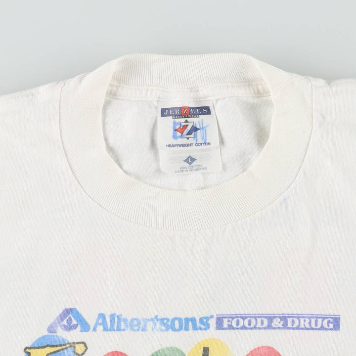 90'S Jerzees Advertising T-Shirt, Men's Size L (approx.), Vintage cotton white type Vintage Second Hand