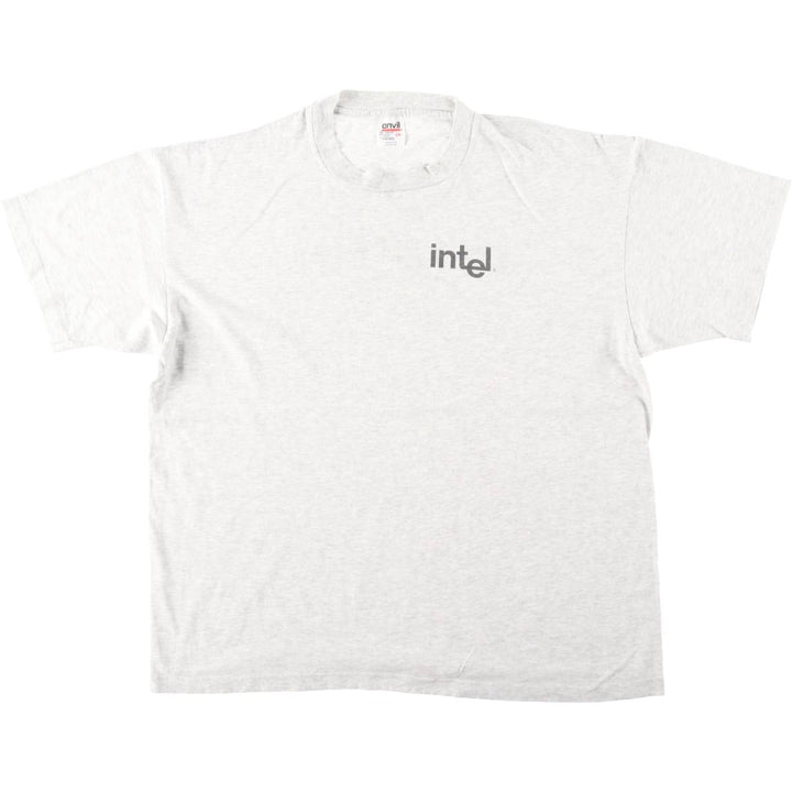 90'S Anvil Intel Advertising T-Shirt, Made in USA, Men's XXL equivalent, Vintage cotton gray type Vintage Second Hand