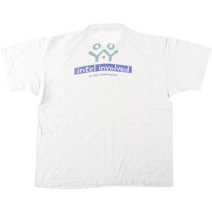 90'S Anvil Intel Advertising T-Shirt, Made in USA, Men's XXL equivalent, Vintage cotton gray type Vintage Second Hand