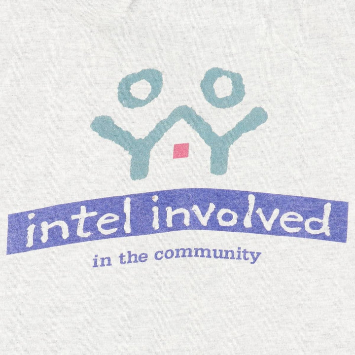 90'S Anvil Intel Advertising T-Shirt, Made in USA, Men's XXL equivalent, Vintage cotton gray type Vintage Second Hand