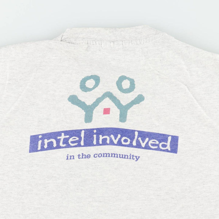 90'S Anvil Intel Advertising T-Shirt, Made in USA, Men's XXL equivalent, Vintage cotton gray type Vintage Second Hand