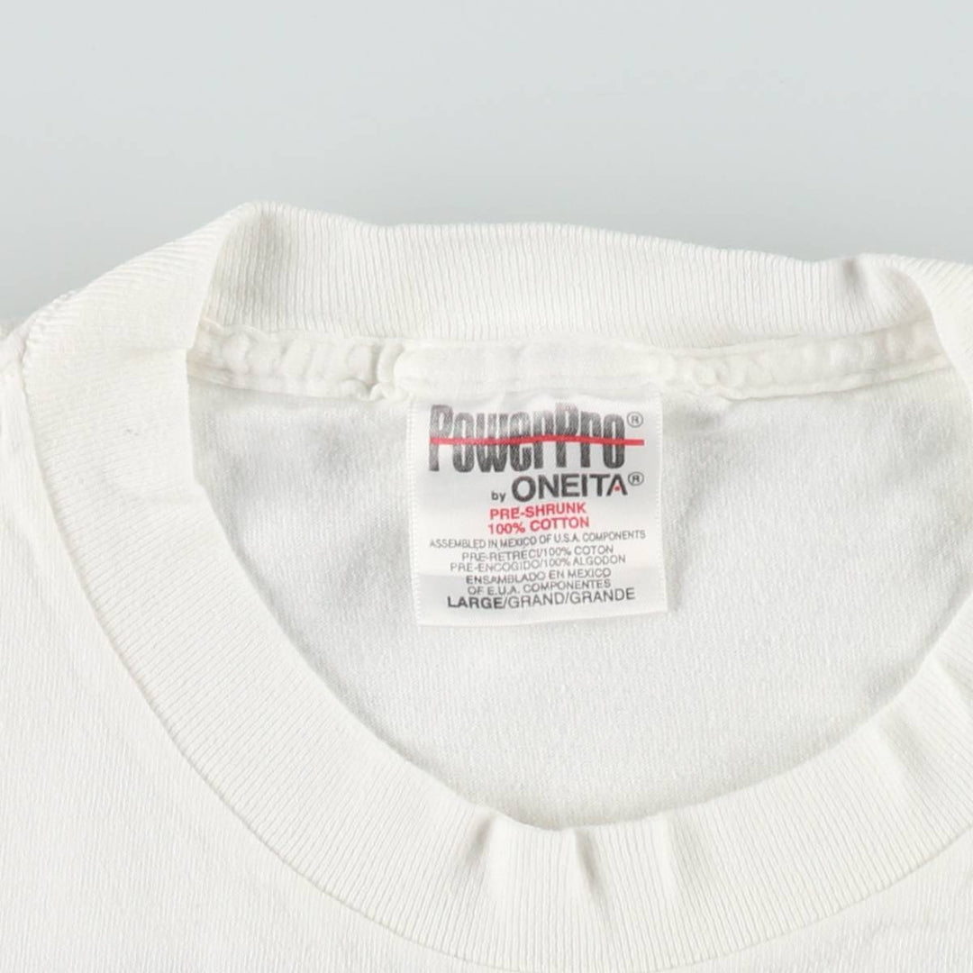 90'S ONEITA PowerPro Advertising T-Shirt, Men's Size L (approx.), Vintage cotton white type Vintage Second Hand
