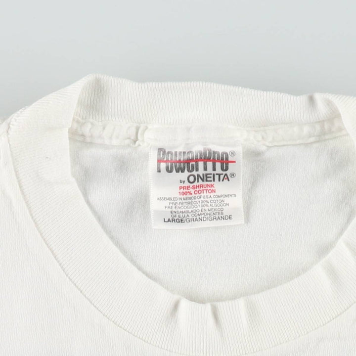 90'S ONEITA PowerPro Advertising T-Shirt, Men's Size L (approx.), Vintage cotton white type Vintage Second Hand
