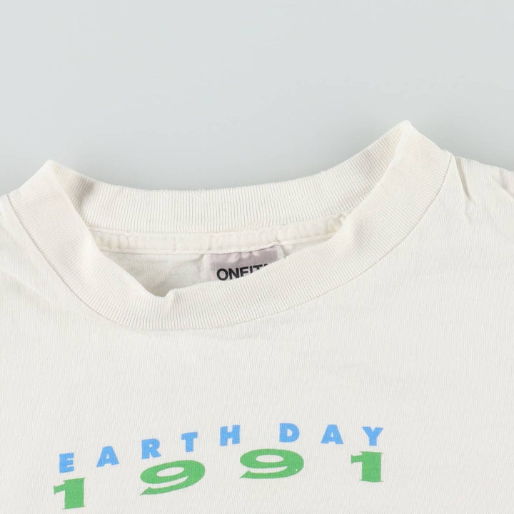 90'S ONEITA Sony Advertising T-Shirt, Made in USA, Men's XL equivalent, Vintage cotton white type Vintage Second Hand