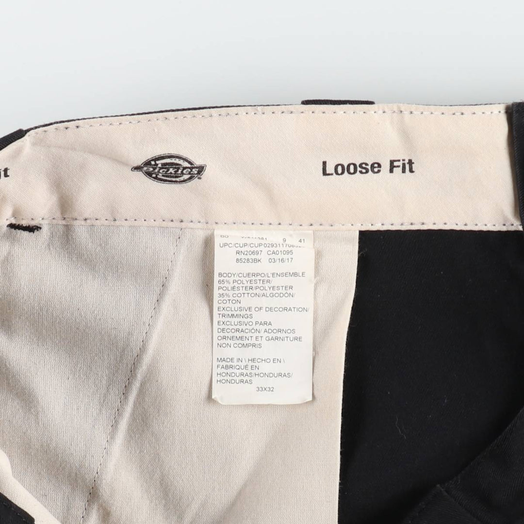 Dickies Loose Fit Double Knee Work Pants Men's W34 polyester black type Vintage Second Hand