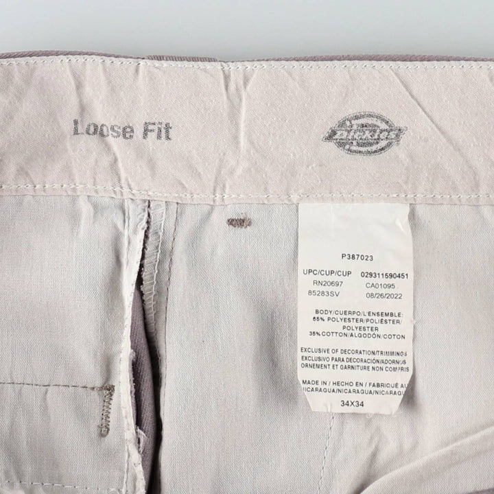 Dickies Loose Fit Double Knee Work Pants Men's W34 polyester gray type Vintage Second Hand