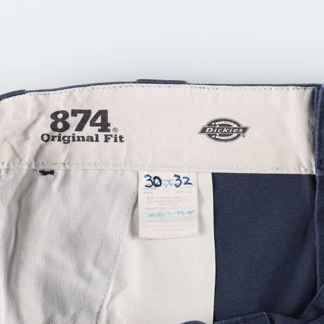 Dickies 874 Original Fit Work Pants for Men, W32 equivalent polyester Navy blue Vintage Second Hand