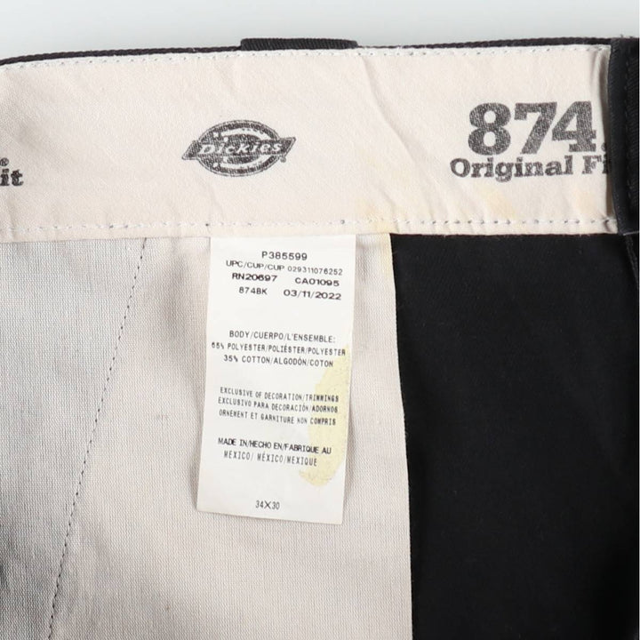 Dickies 874 Original Fit Work Pants, Men's, Size W34 polyester black type Vintage Second Hand