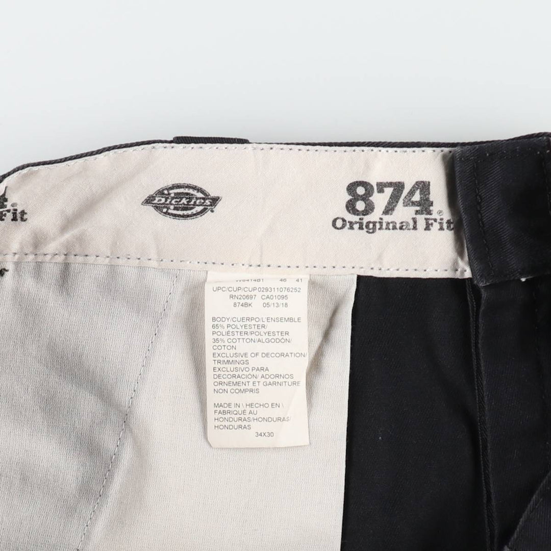 Dickies 874 Original Fit Work Pants, Men's, Size W34 polyester black type Vintage Second Hand