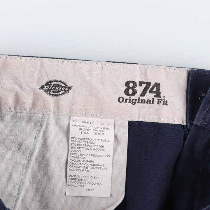 Dickies 874 Original Fit Work Pants, Men's, Size W34 polyester navy blue type Vintage Second Hand