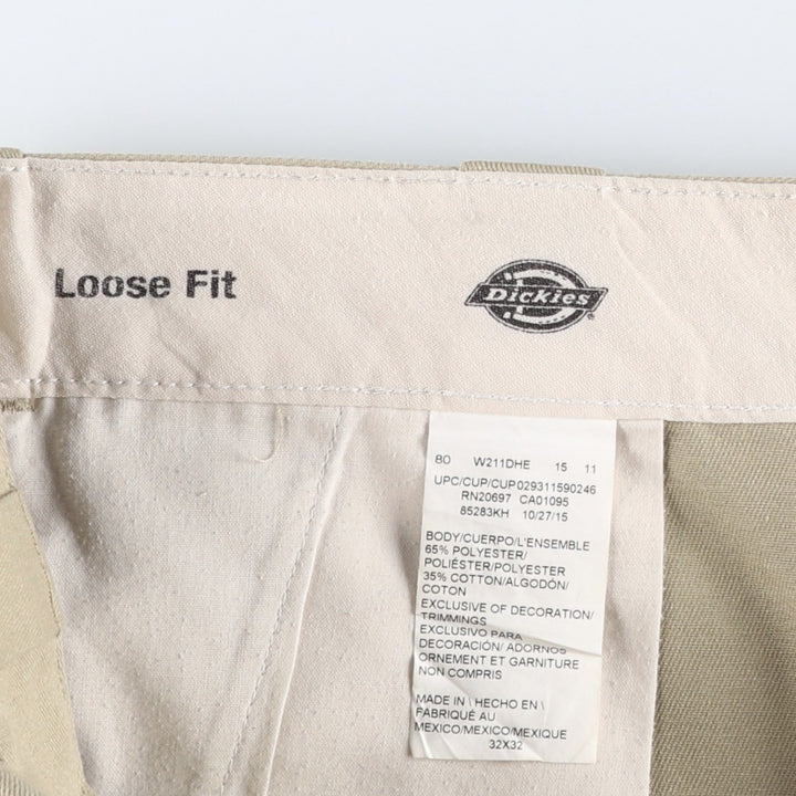Dickies Loose Fit Double Knee Work Pants Men's W33 polyester Beige type Vintage Second Hand
