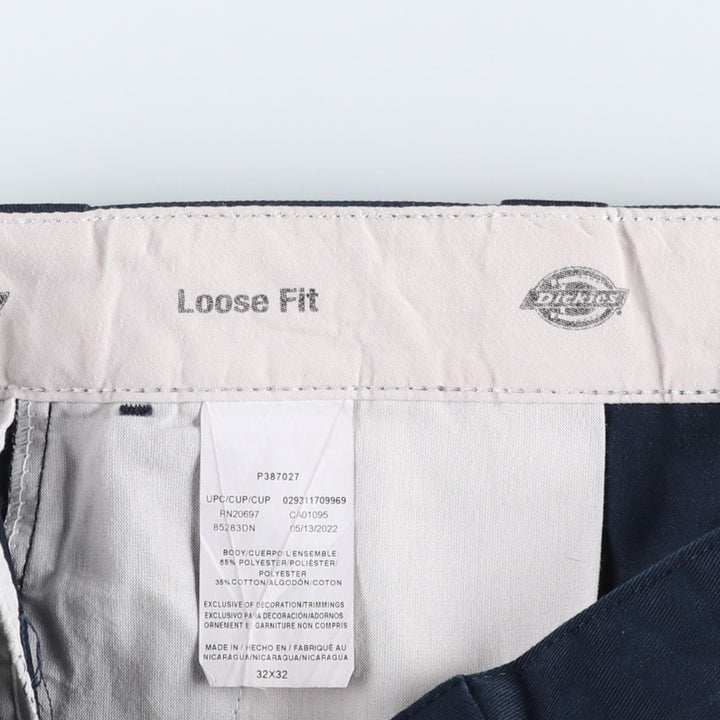 Dickies Loose Fit Double Knee Work Pants Men's W32 polyester navy blue type Vintage Second Hand
