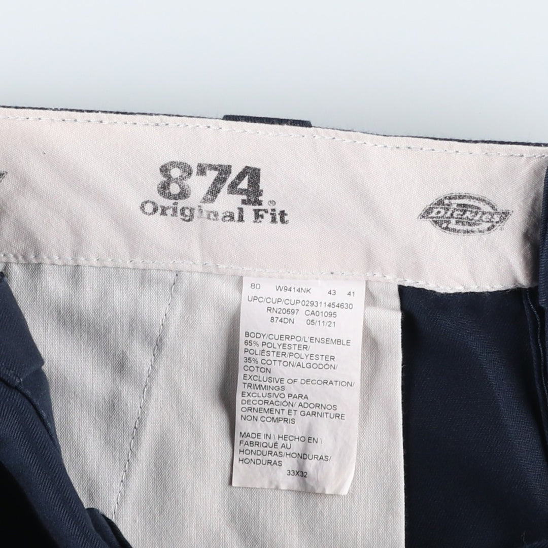 Dickies 874 Original Fit Work Pants, Men's, Size W33 polyester navy blue type Vintage Second Hand