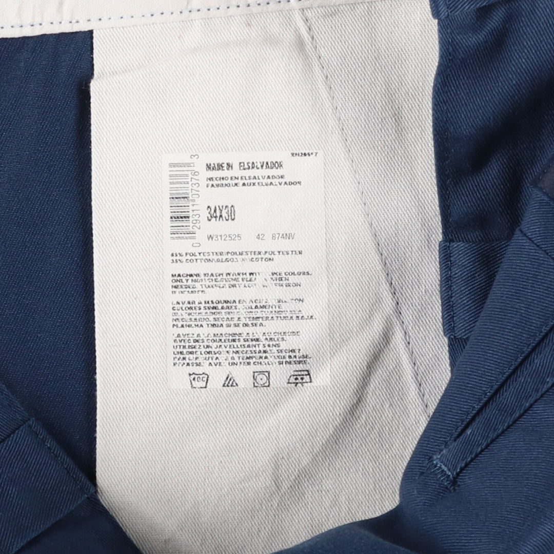 Dickies Men's Work Pants, Size W35 polyester navy blue type Vintage Second Hand