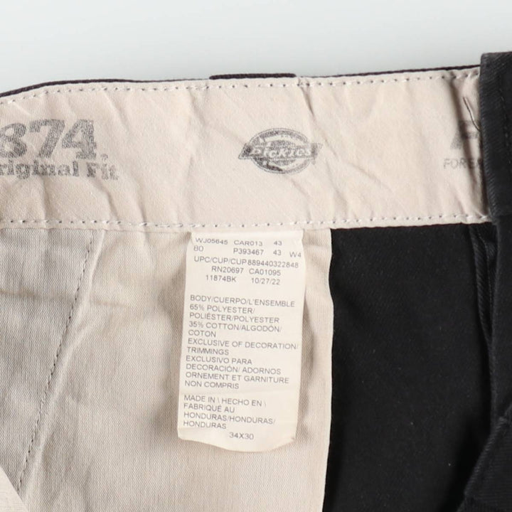 Dickies 874 FLEX ORIGINAL FIT Work Pants, Men's, Size 34 (approx.) polyester black type Vintage Second Hand