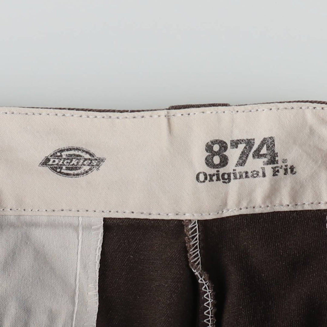 Dickies 874 Original Fit Work Pants, Men's, Size W34 polyester dark chocolate Vintage Second Hand
