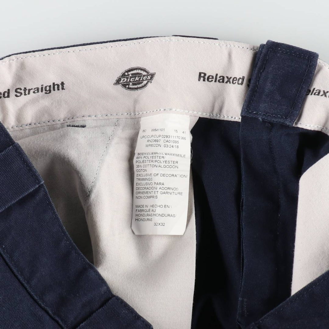 Dickies Relaxed Straight Double Knee Work Pants, Men's Size W32 (approx.) polyester navy blue type Vintage Second Hand