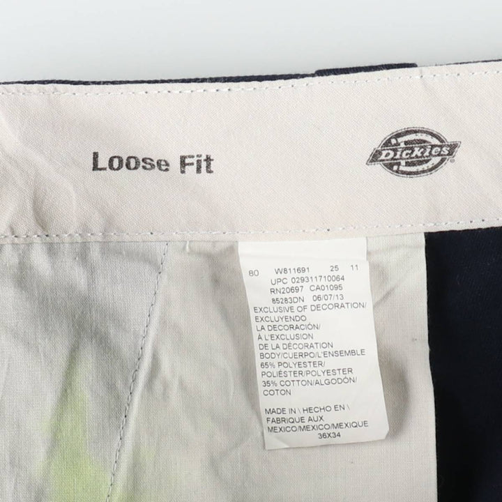 Dickies Loose Fit Double Knee Work Pants Men's W36 polyester navy blue type Vintage Second Hand