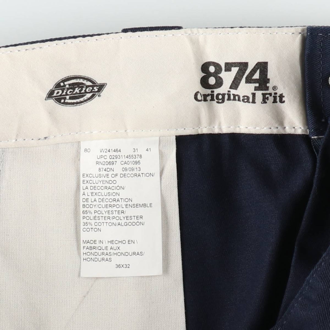Dickies 874 ORIGINAL FIT Work Pants for Men, Size W36 polyester navy blue type Vintage Second Hand