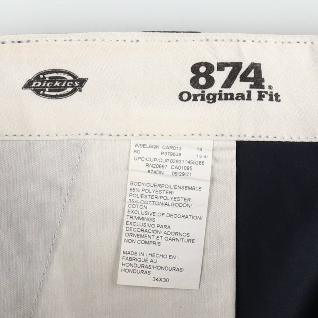 Dickies 874 ORIGINAL FIT Work Pants for Men, W34 equivalent polyester navy blue type Vintage Second Hand