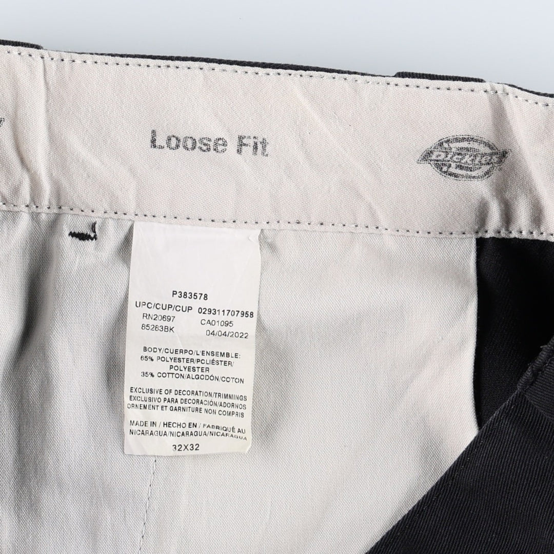 Dickies Loose Fit Double Knee Work Pants Men's W33 polyester black type Vintage Second Hand