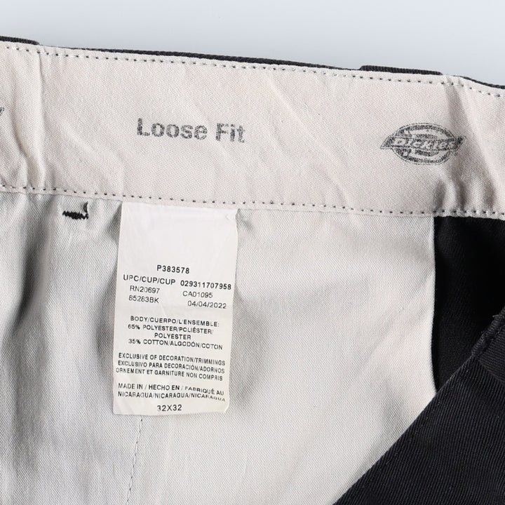 Dickies Loose Fit Double Knee Work Pants Men's W33 polyester black type Vintage Second Hand