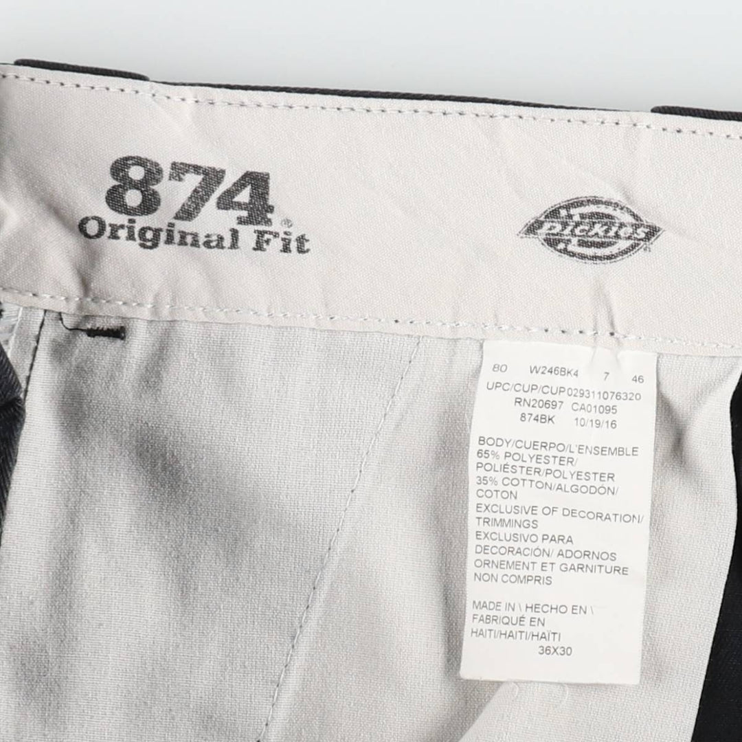Dickies 874 ORIGINAL FIT Work Pants for Men, Size W36 polyester black type Vintage Second Hand