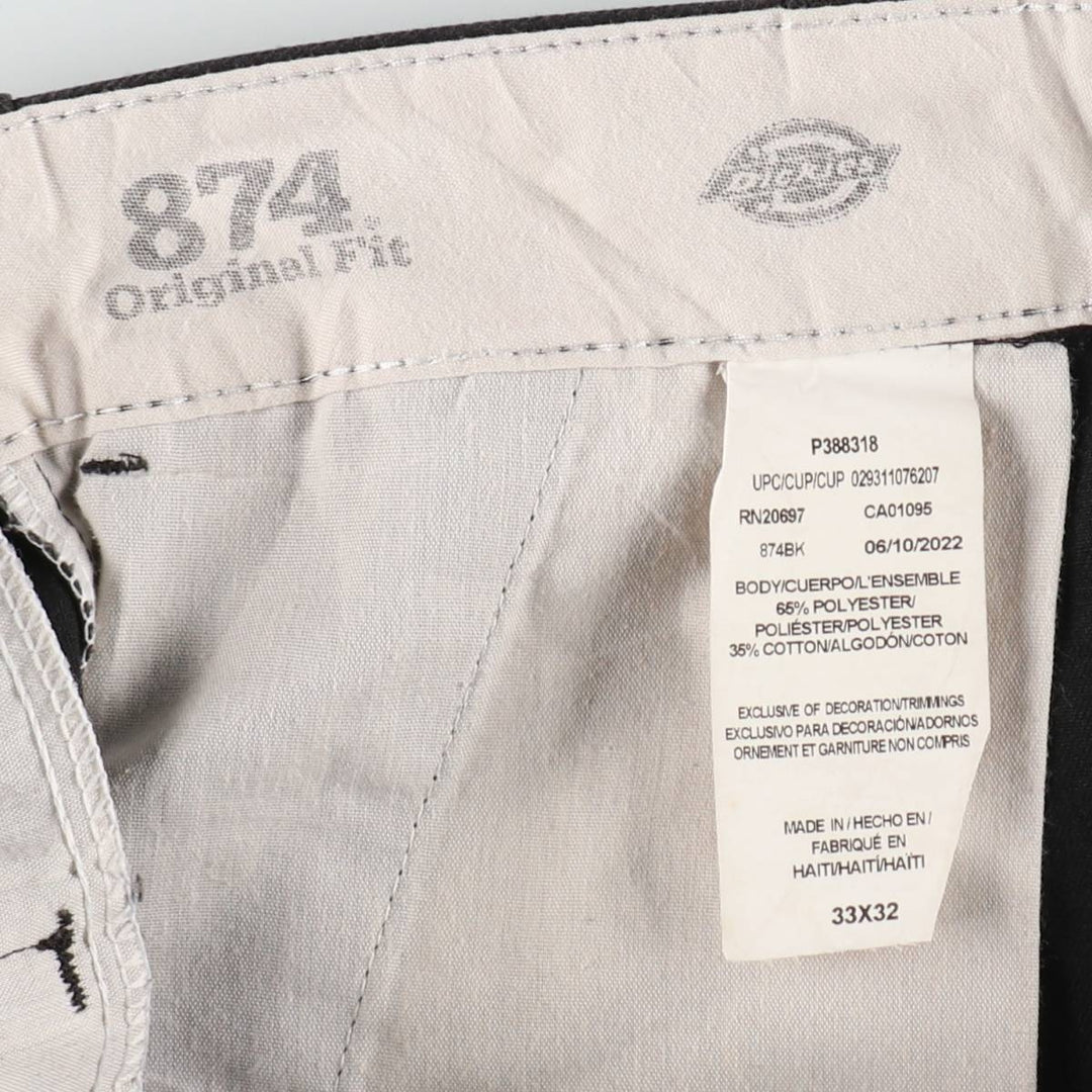 Dickies 874 Original Fit Work Pants, Men's, Size W33 polyester black type Vintage Second Hand