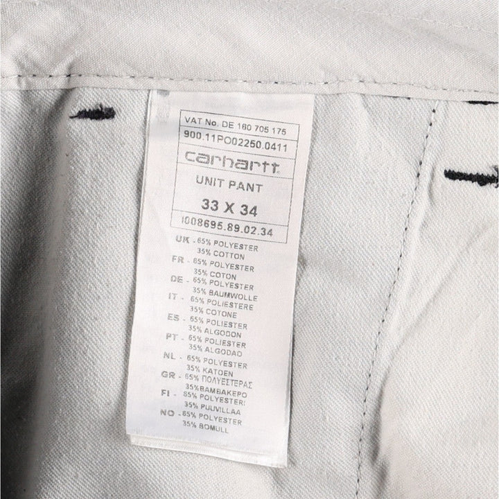 Carhartt UNIT PANT work pants, men's size W36 (approx.) polyester black type Vintage Second Hand