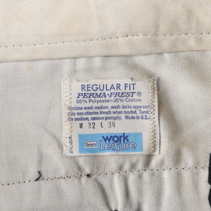 1990'S Sears Regular Fit Work Pants, Made in USA, Men's Size W32 (approx.), Vintage polyester black type Vintage Second Hand