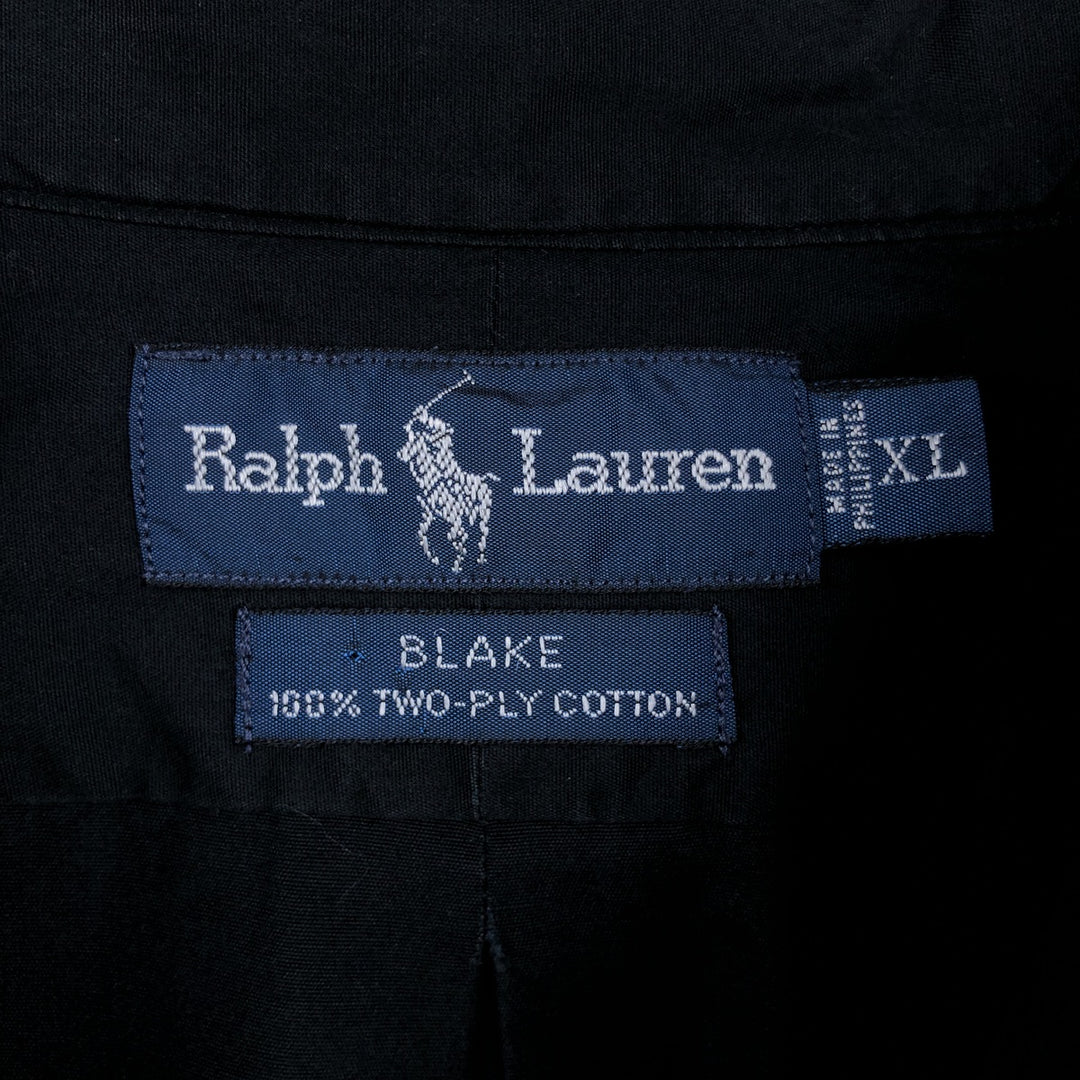 Ralph Lauren BLAKE long sleeve button down shirt, men's XL size cotton black type Vintage Second Hand