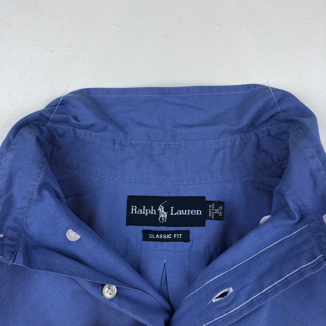 Ralph Lauren Classic Fit Long Sleeve Button Down Shirt, Men's Size L cotton blue type Vintage Second Hand