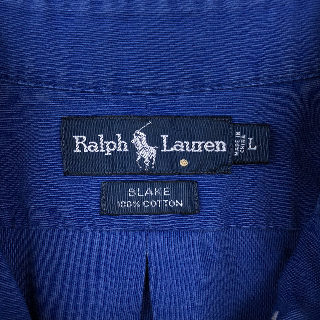 Ralph Lauren BLAKE long sleeve button down shirt, men's size L cotton blue type Vintage Second Hand