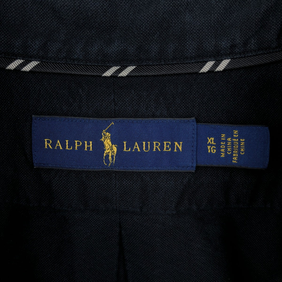 Ralph Lauren long sleeve button down shirt, men's XL size cotton black type Vintage Second Hand