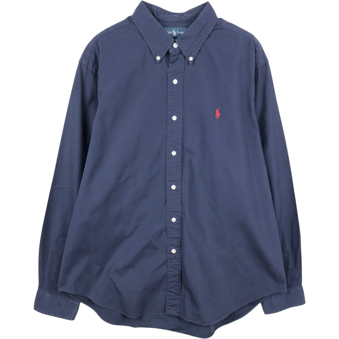 Ralph Lauren Classic Fit Long Sleeve Button Down Shirt Men's XL cotton navy blue type Vintage Second Hand