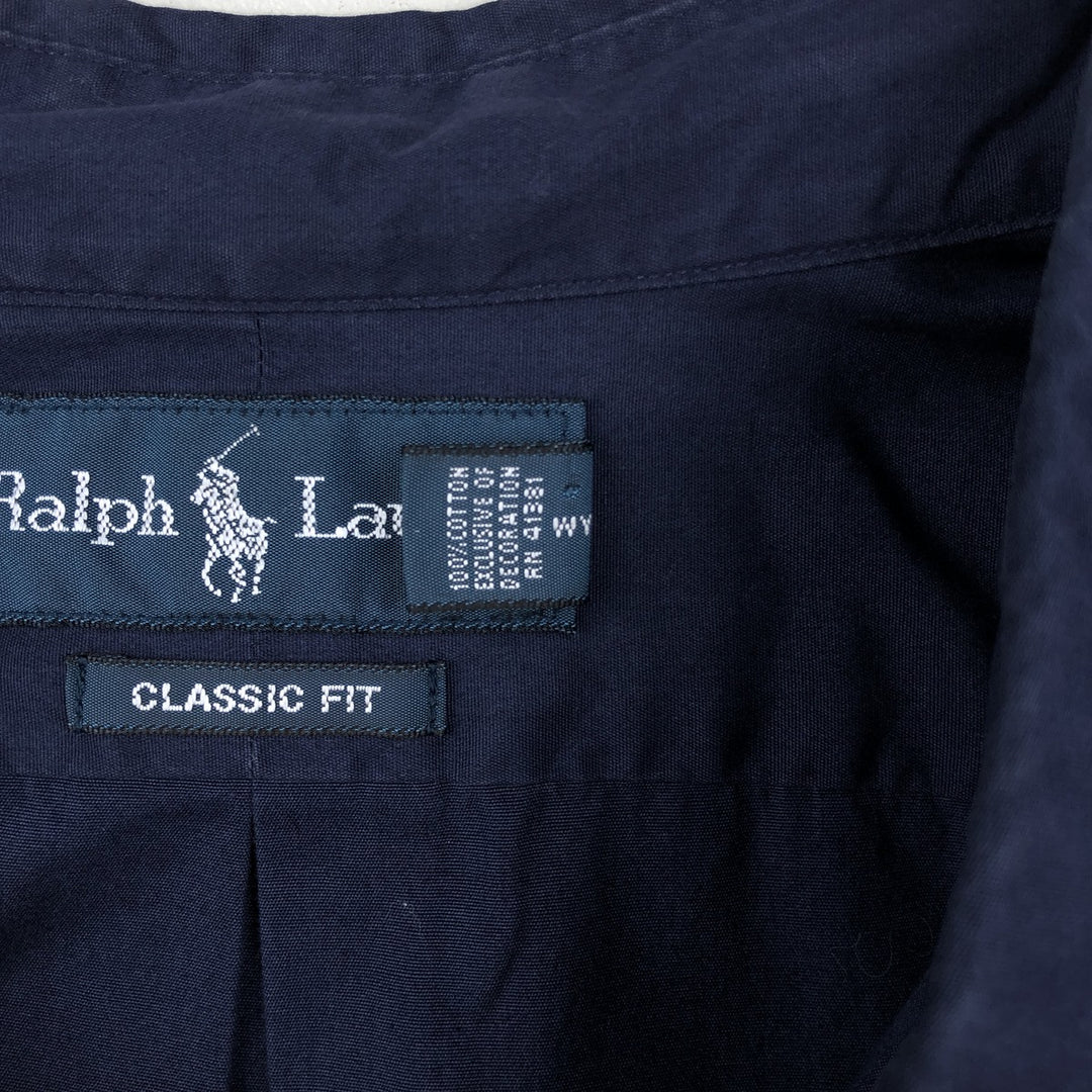 Ralph Lauren Classic Fit Long Sleeve Button Down Shirt Men's XL cotton navy blue type Vintage Second Hand